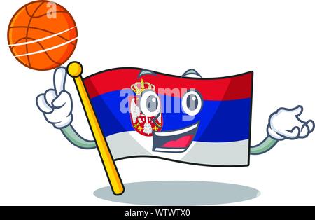 With basketball flag serbia isolated with the character Stock Vector