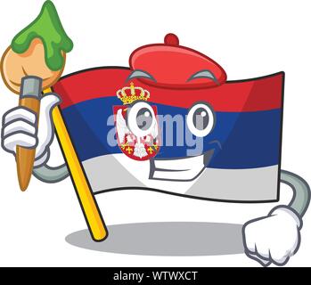 Artist flag serbia isolated with the character Stock Vector