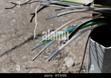 Electrical cables. Aluminium cables. Background and texture. Stock Photo