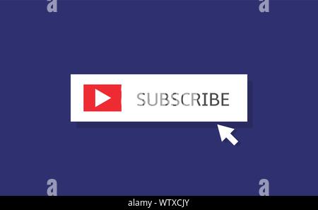 Subscribe banner template. Red Subscribe button with white arrow Stock Vector