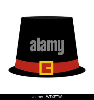 Black hat with a gold buckle on white background Stock Vector