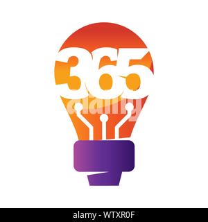 bulb idea 365 infinity logo icon design illustration vector Stock Vector
