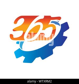 gear machine 365 infinity logo icon design illustration vector Stock Vector