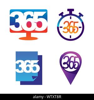 monitor time paper pin 365 infinity logo icon design illustration Stock Vector