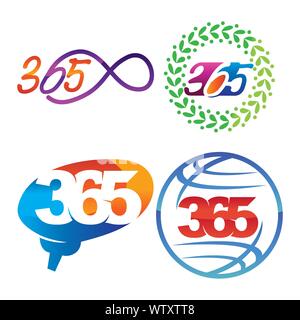 leaf brain world 365 infinity logo icon design illustration Stock Vector