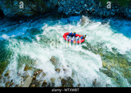 White water rafting on alpine river Stock Photo