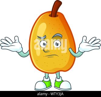 Grinning sweet fragrant pear cartoon on white background Stock Vector