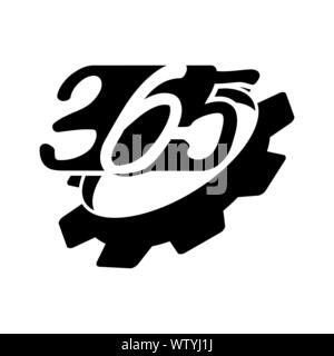 gear machine 365 infinity logo icon design illustration black Stock Vector