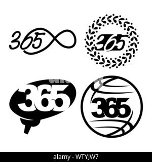 leaf brain world 365 infinity logo icon black illustration Stock Vector
