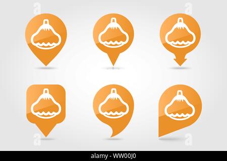 Pattypan squash flat vector pin map icon. Map pointer. Map markers. Vegetable vector illustration Stock Vector