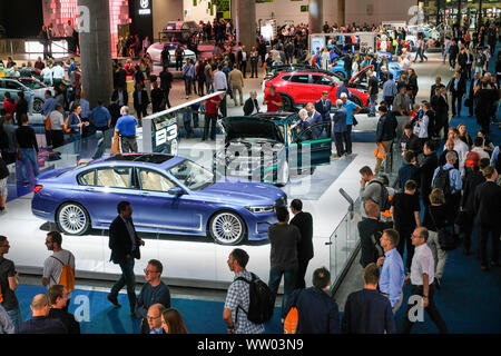 BMW Alpina and Hyundai stand on the IAA 2019 international automobile exhibition, Frankfurt am Main, Germany Stock Photo