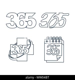 health calendar 365 infinity logo icon outline illustration Stock Vector