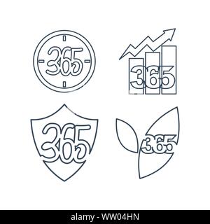 time business shield leaf 365 infinity logo icon outline Stock Vector