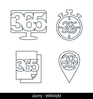monitor time paper pin 365 infinity logo icon design outline Stock Vector