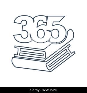 book stack 365 infinity logo icon design illustration outline Stock Vector