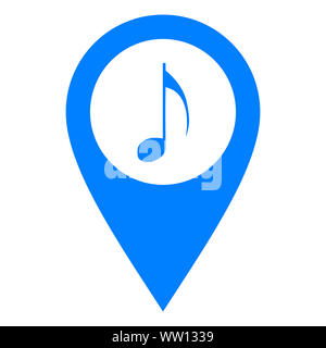 Music note and location pin Stock Photo