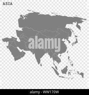 High quality map of the Asia with borders of the countries Stock Vector