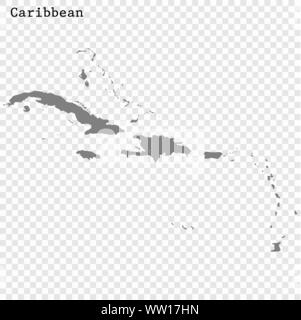 High quality map of Caribbean with borders of the countries Stock Vector