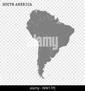 High quality map of South America with borders of the countries Stock Vector