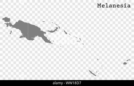 High quality map of Melanesia with borders of the regions Stock Vector