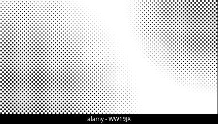 Halftone vector background. Abstract dotted backdrop. Grunge effect for overlay design. Black and white square dots Stock Vector