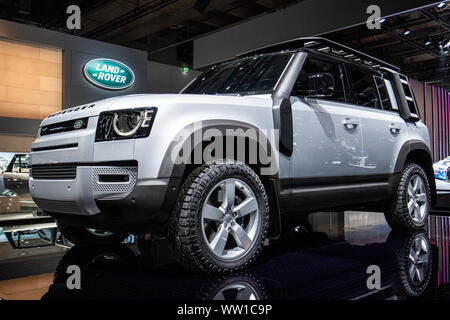 Frankfurt/Main, Germany. 10th September, 2019. Frankfurt International Motor Show 2019, IAA, Internationale Automobil Ausstellung: Land Rover Defender 110, off-road suv 2020 model. Credit: Christian Lademann Stock Photo