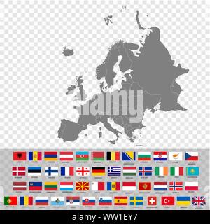 High quality map of Europe with borders of the regions. Stock Vector