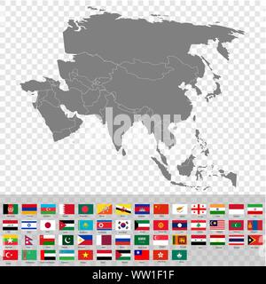 High quality map of the Asia with borders of the countries Stock Vector