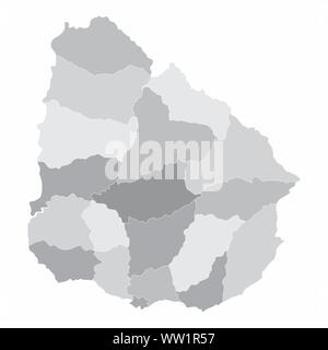 Uruguay regions map Stock Vector