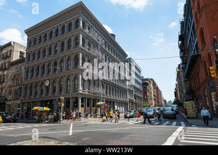 Cast Iron District New York, view of the Haughwout Building, typical of 19th century cast iron architecture in the Soho area of New York City, USA Stock Photo