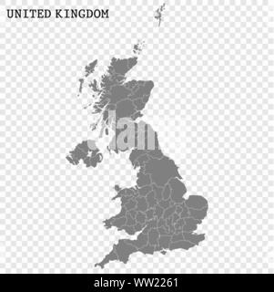 High quality map of United Kingdom with borders of the regions Stock Vector