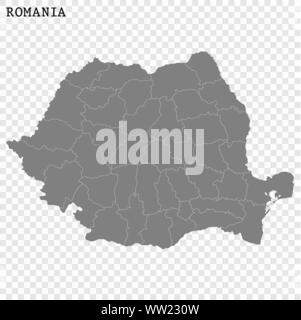 High quality map of Romania with borders of the regions Stock Vector