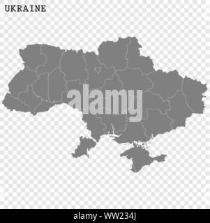 High quality map of Ukraine with borders of the regions Stock Vector