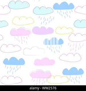 Clouds seamless pattern for a kids design, Scandinavian style, vector iilustration Stock Vector