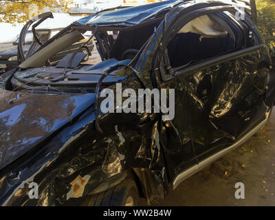 Voronezh, Russia - October 10, 2019: Passenger car after an accident Stock Photo