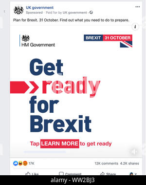 Get Ready for Brexit government advertising September 2019 Stock Photo