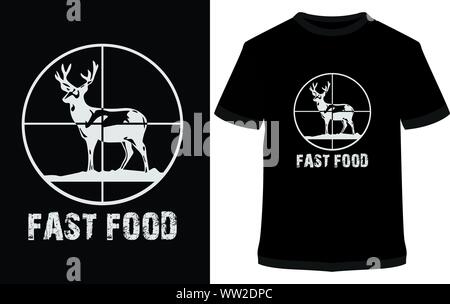 Deer Hunting T-Shirts, Fast Food, vector design illustration, it can use for label, logo, sign, sticker or printing for the t-shirt. Stock Vector