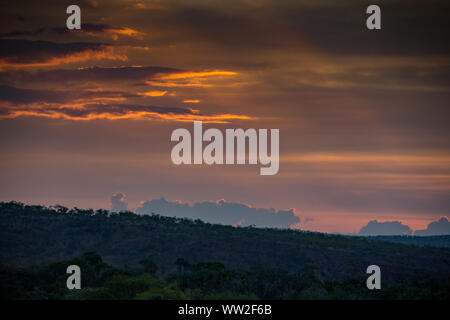 Sunset over the outback in the Kimberley, Western Australia with dramatic clouds Stock Photo