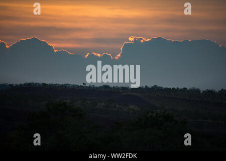 Sunset over the outback in the Kimberley, Western Australia with dramatic clouds Stock Photo
