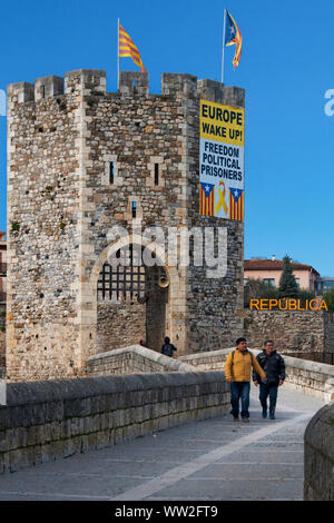 Political protest poster in Besalu, Catalunya, Spain Stock Photo