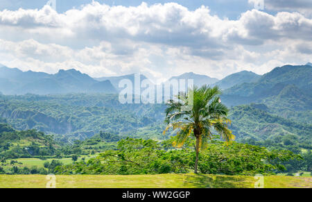Overlook with View of Tropical Forests and Jagged Mountains outside of Clark, Philippines - Pampanga, Luzon, Philippines Stock Photo