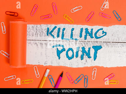 Conceptual hand writing showing Killing Point. Concept meaning Phase End Review Stage Gate Project Evaluation No Go Stock Photo