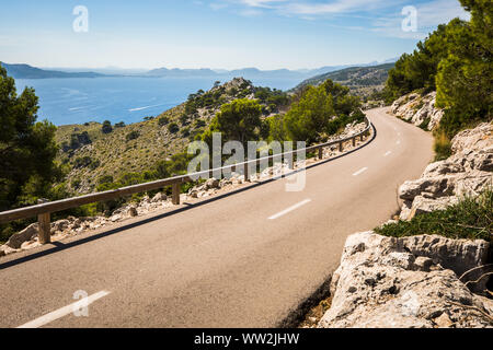 Narrow road to Cap Formentor, Mallorca, Balearic islands Stock Photo