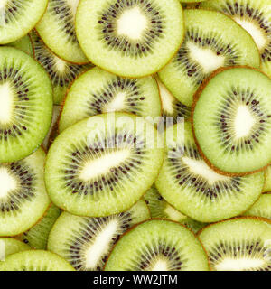 Kiwi fruits collection food background square slices kiwis fresh fruit backgrounds Stock Photo