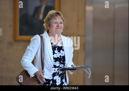 Edinburgh, UK. 12th Sep, 2019. Pictured: Roseanna Cunningham MSP - Cabinet Secretary for Environment, Climate Change and Land Reform. First session of First Ministers Questions as the Scottish Parliament tries to steer a path through the fallout of the latest Brexit mess and prevent Scotland from leaving the EU. Credit: Colin Fisher/Alamy Live News Stock Photo