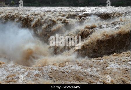 A view of the Hukou Waterfall on the Yellow River, also known as Huanghe, in Jixian County, Linfen City, north China's Shanxi Province on August 16th, Stock Photo