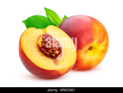 Peach isolated on white background with clipping path Stock Photo