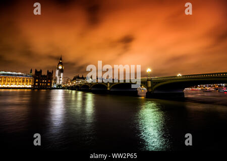 Big Ben and Westminster Bridge in London Stock Photo