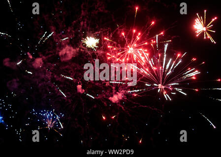 Fireworks display in sky Stock Photo