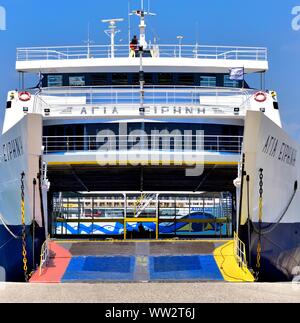 Ramp of a roll on roll off car ferry,Corfu new port,Corfu,Kerkyra,Kerkira,Greece Stock Photo